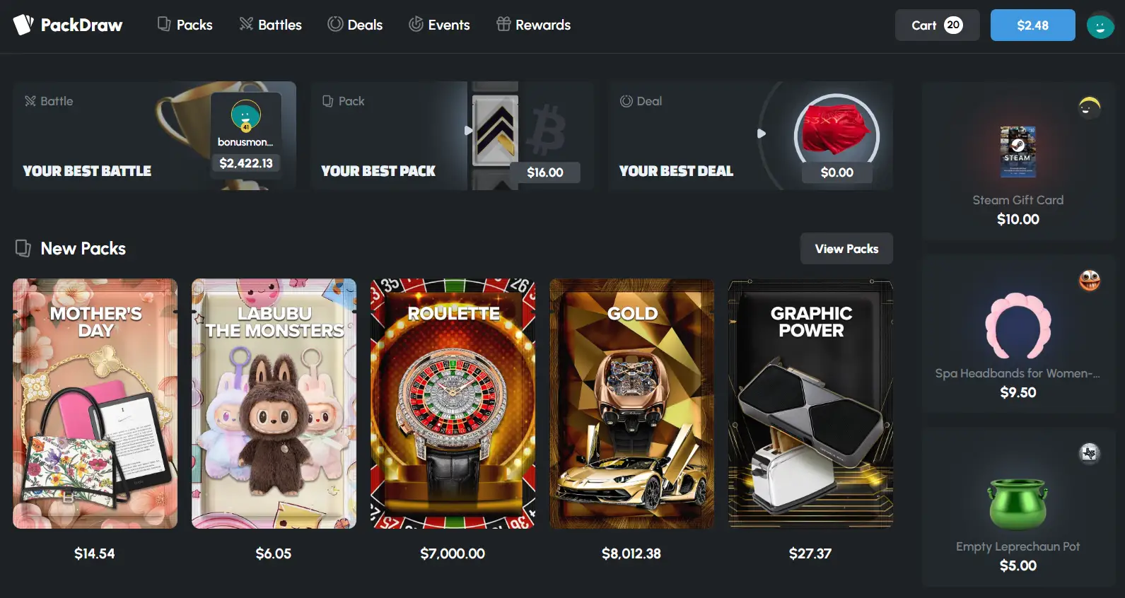 PackDraw homepage